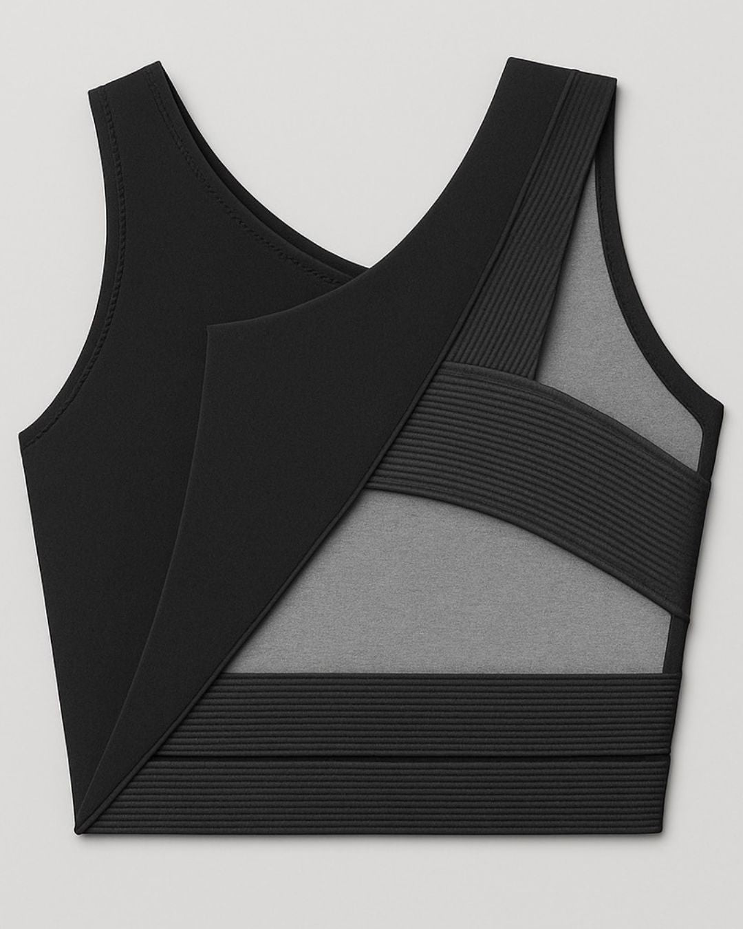 Cross-sectional view of the WRAX Apex sports bra revealing patent-pending design for reducing upward and side-to-side breast movement for running, Brazilian Jiu-Jitsu, wrestling, and high-impact training.