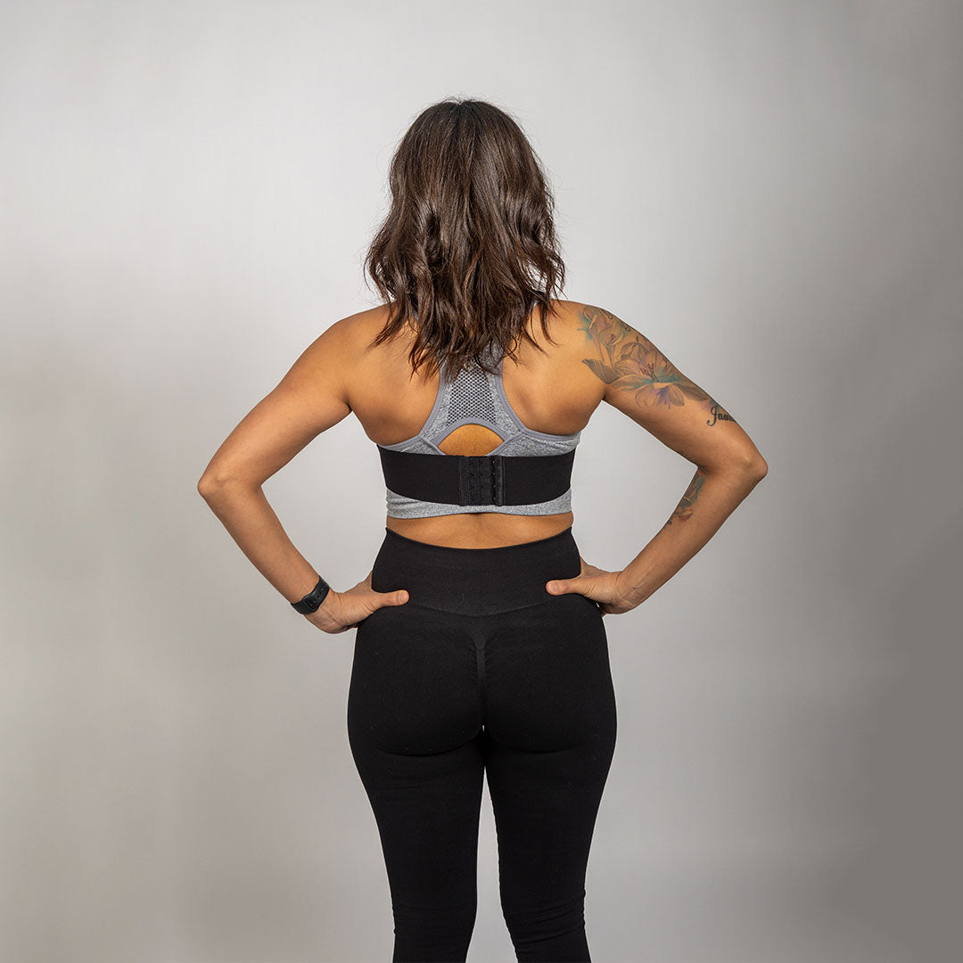 Back view of the WRAX Rebel bounce control harness designed to stop breast bounce before it starts without extra compression.
